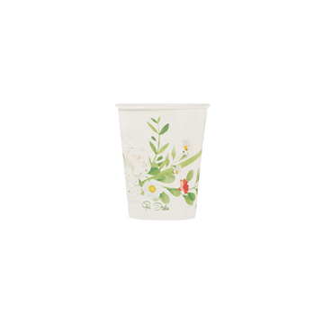 Bicchiere di carta monouso con fiori